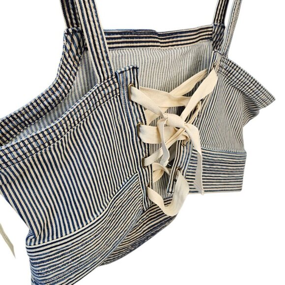 Anthropologie Pilcro Nika Embroidered Cropped Lace Up Back Tank Size XL, NWT - Picture 4 of 10